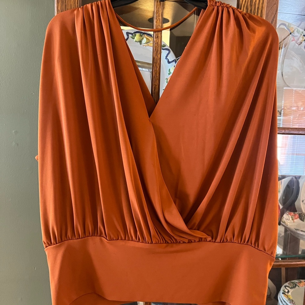 INC International Concepts Rust Orange Blouse